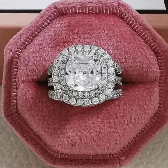 NEW LUXURY ENGAGEMENT 925 STERLING SILVER DIAMOND RING, CUTE RING, SHINY RING. - Picture 7 of 7